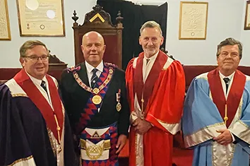 E.Comp. Paul Hughes, Deputy Grand Superintendent with the 3 Principals